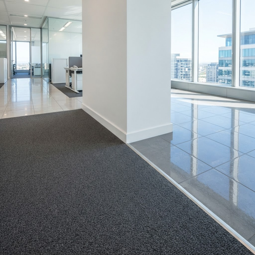 Office floor after professional cleaning by Zeabl