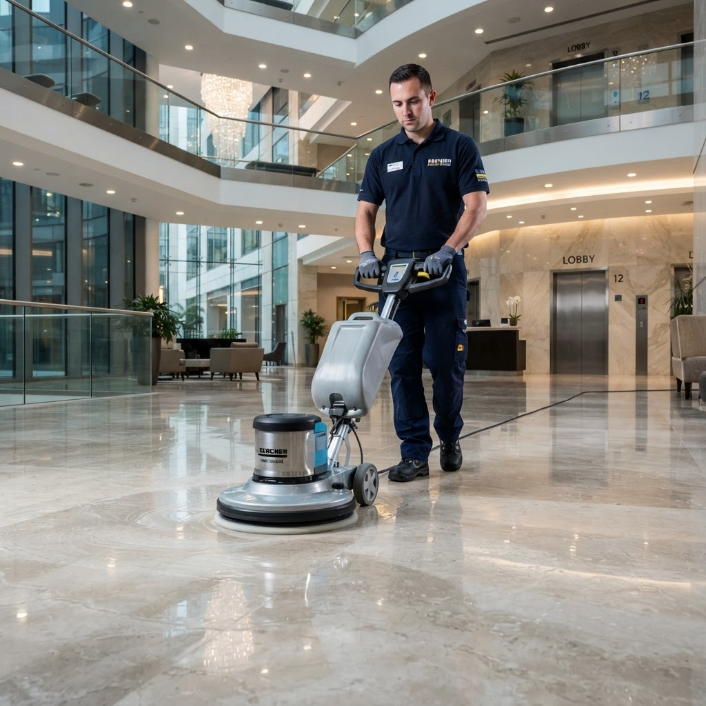 Glossy polished commercial floor